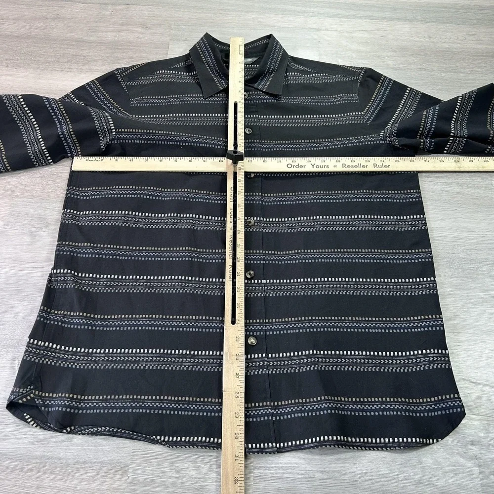 The North Face Shirt Mens Large Black‎ Stripe Long Sleeve Button Up Casual